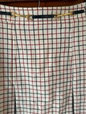Brooks Brothers Lambswool Plaid Pencil Skirt with Gold Hardware